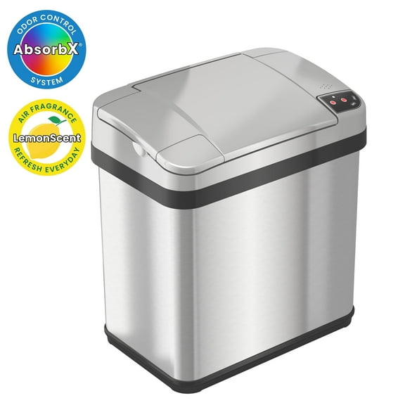 iTouchless Stainless Steel Bathroom Sensor Trash Can with AbsorbX Odor Control System and Fragrance