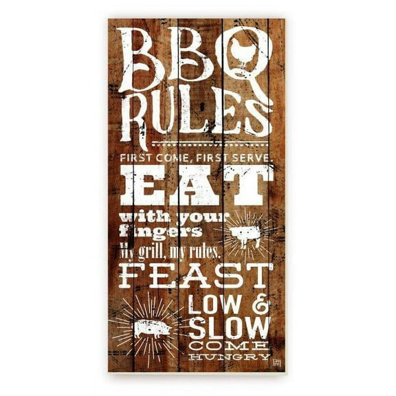 BBQ Rules Wood Wall Sign 9x18 (Unframed)