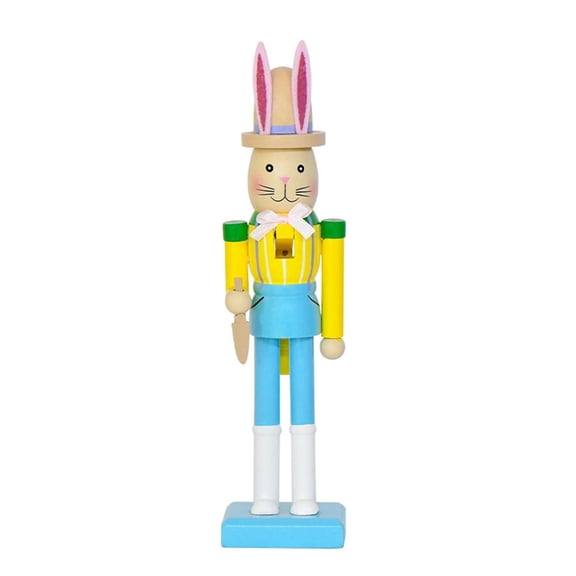 Wooden Rabbits Nutcrackers With Safe Paint 25cm High Decorative Toy for Easter Celebration & Room Mood