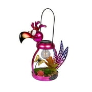 Alpine Corporation Solar Metal Silly Pink Flamingo with LED Light Decor