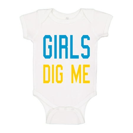 

Wild Bobby Girls Dig Me Funny Graphic Humor Baby Creeper Male Girls Infant Bodysuit White 18M