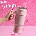 thumbnail image 5 of Paris Hilton 40oz Stainless Steel Tumbler with Removable Handle, Reusable Straw, and Lid, Pink, 5 of 8