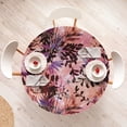 thumbnail image 4 of Ambesonne Floral Design Fitted Round Tablecloth, Romantic Wild Leaves, 36"- 40" Diameter, Coral Dark Fuchsia Indigo, 4 of 5