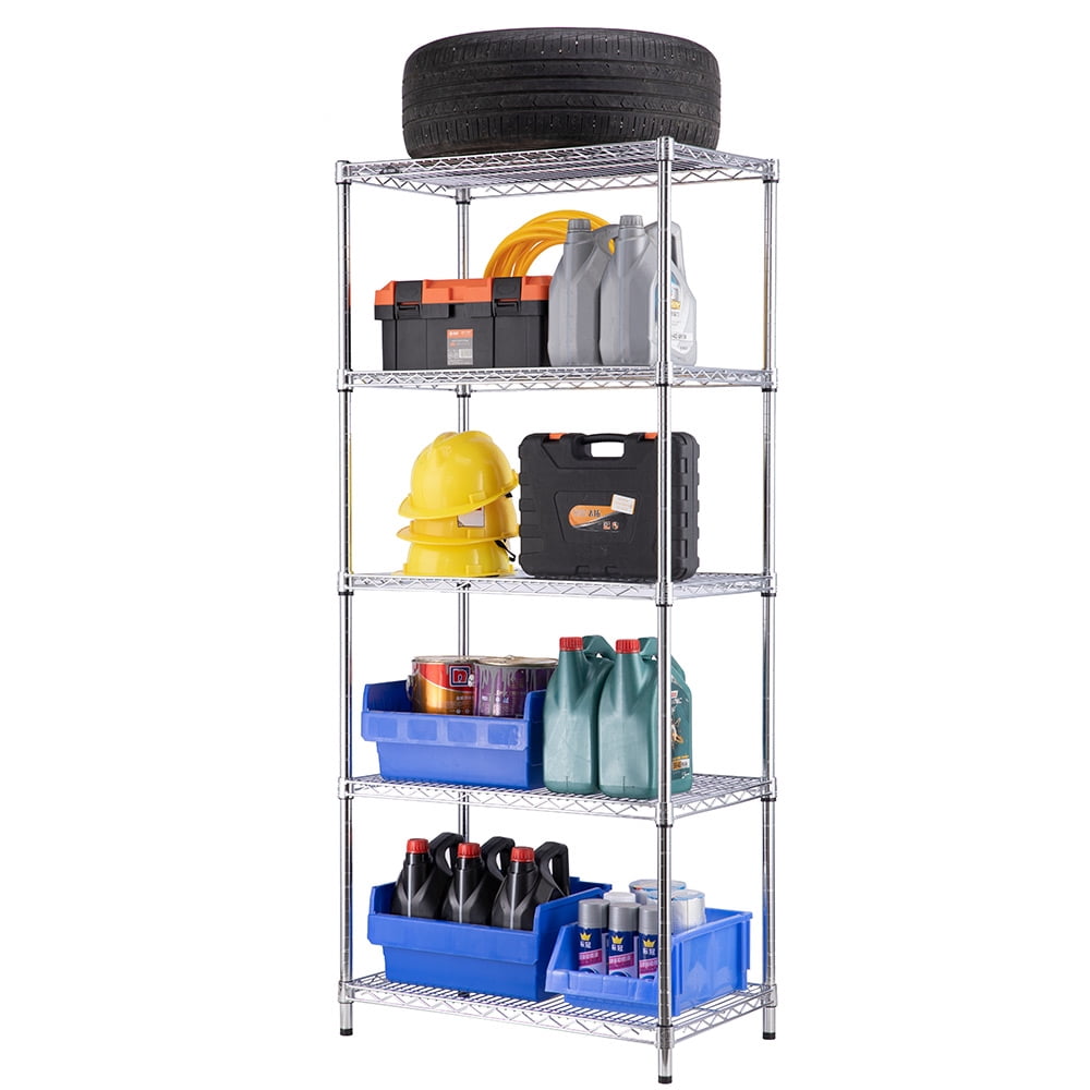 5 tier commercial chrome shelving unit 18x30x72in
