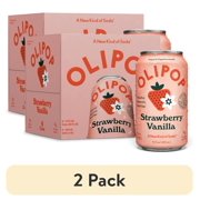 (2 pack) OLIPOP Prebiotic Soda, Strawberry Vanilla, 12 fl oz, 4 Pack, Pantry Packs