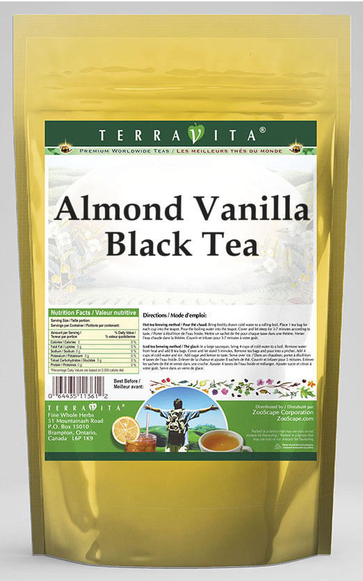 TerraVita Almond Vanilla Black Tea, (Almond Vanilla, Black Tea Bags, 25