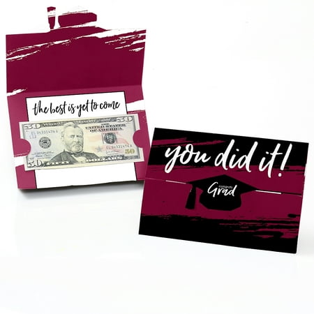 Maroon Grad - Best is Yet to Come - Burgundy Graduation Party Money And Gift Card Holders - Set of (Best Way To Gift Money)