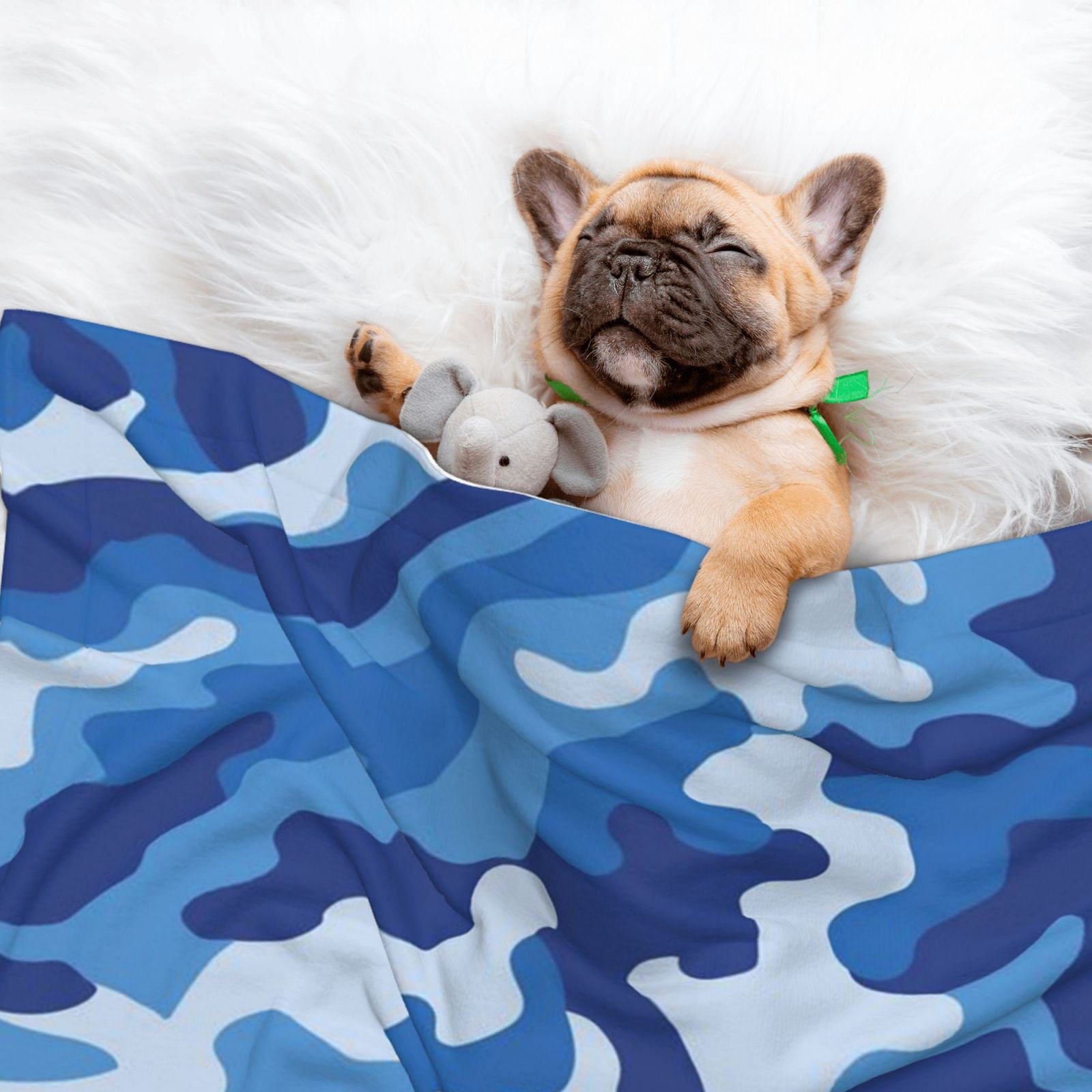 Blue Camouflage Dog Blanket Soft Warm Flannel Cat Blanket Great Pet Throw for Cats Puppy Small Medium Large Dog