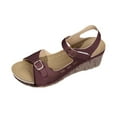 thumbnail image 2 of Viluyesy Women's Wedge Sandals, Soft Sole Adjustable Buckle Open Toe Comfortable Fashion Shoes Wine 7, 2 of 7