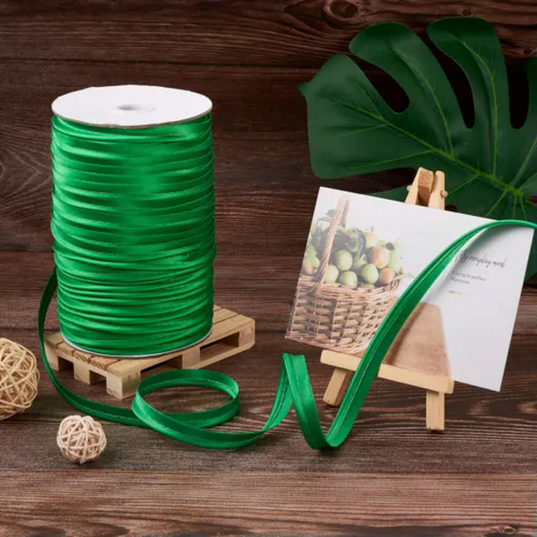 U8MO 109 Yards/roll 3/8 " Polyester Fiber Ribbons Trim Welting Cord for Clothing Sew-Green