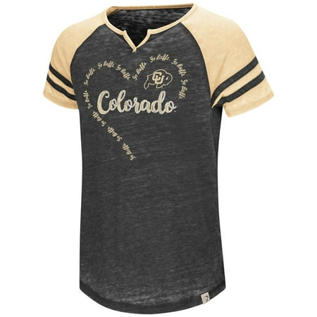 Buffalo Girl - University of Colorado Buffaloes Girl's Shirt Short Sleeve Raglan Tee