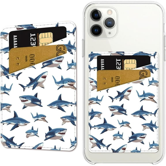 Phone Card Holder Leather Cell Phone Wallet Stick on Adhesive Credit Card Holder Slim Double Pocket Sticker for Back of Phone Case Compatible with Most Phones 3.7 x 2.5 Inch