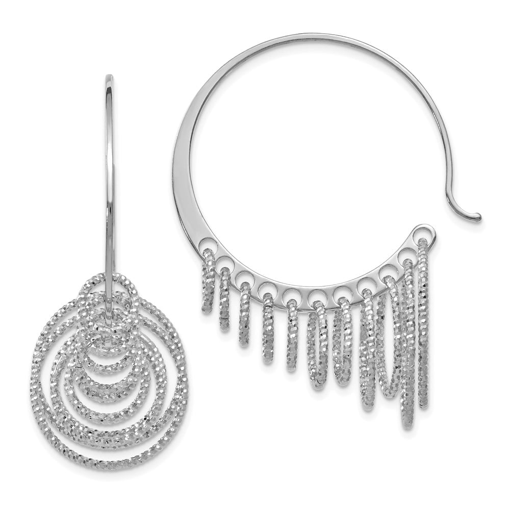 FB Jewels Solid Leslies Sterling Silver Diamond-Cut Hinged Hoop Earrings
