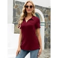 thumbnail image 4 of LOMON Womens V Neck Polo Shirts Short/Long Sleeve Collared Tops Loose Casual Tunic Blouses with Pocket, 4 of 7
