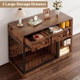 thumbnail image 5 of Garvee 47" Wooden Dog Crate Furniture with 2 Drawers & 4 Shelves, Large Heavy-Duty Indoor Dog Kennel, Decorative Dog Crate End Table with Storage for Living Room & Bedroom, Brown, 5 of 7
