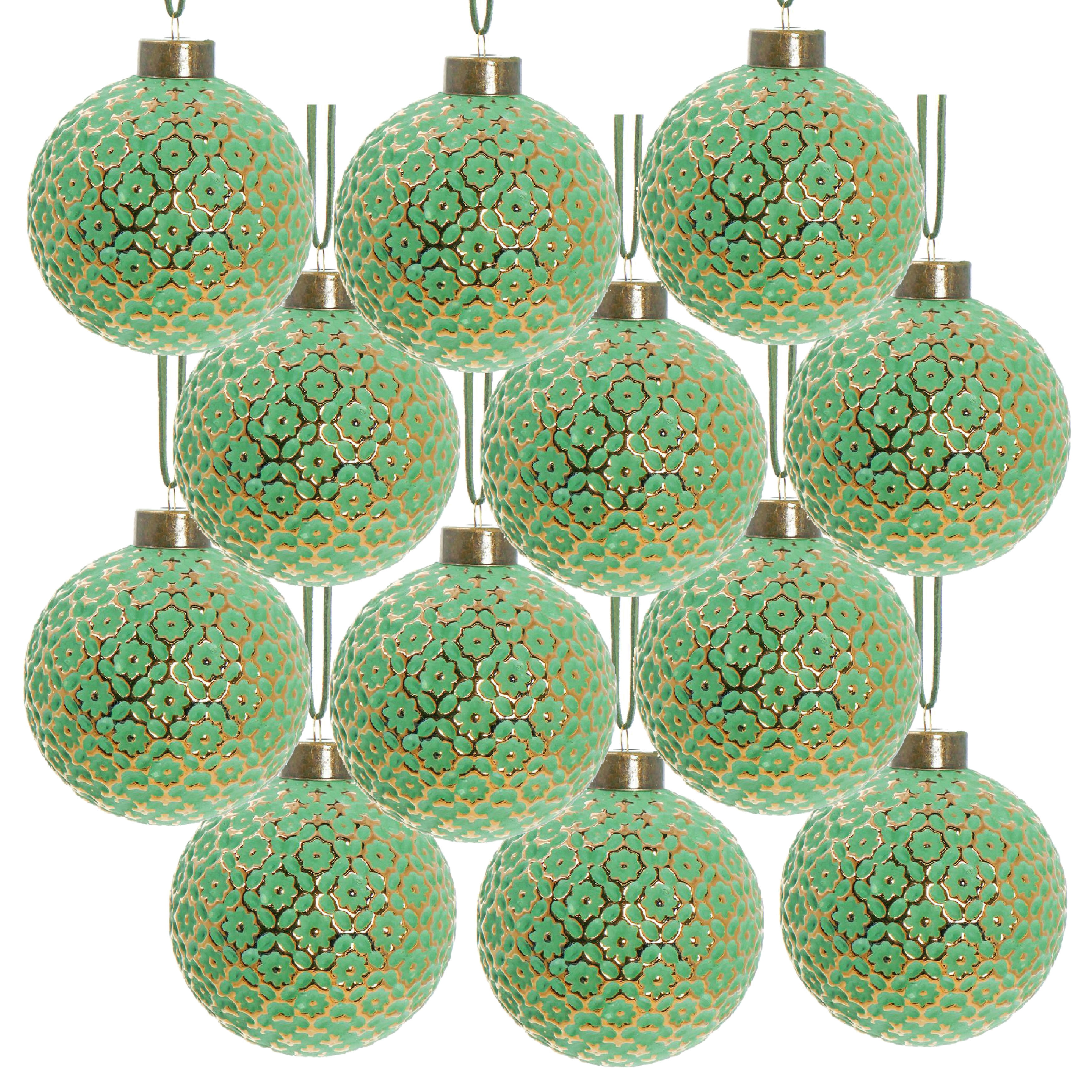 Set of 12 Glass Christmas Ball Ornaments with Painting Design by Riccardo Tree Decor
