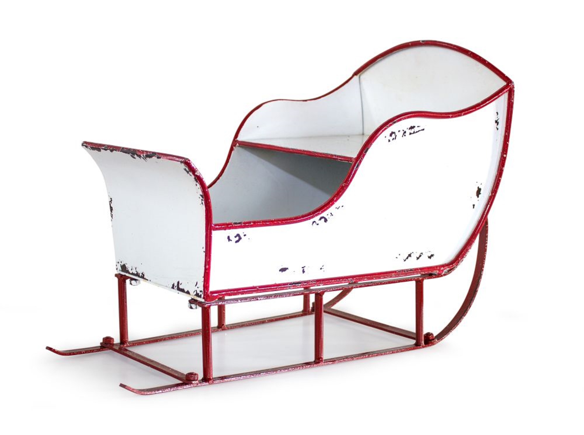 11.75" Red and White Rustic Style Sleigh Christmas Table Top Ornament