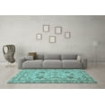 thumbnail image 3 of Ahgly Company Indoor Round Oriental Light Blue Modern Area Rugs, 4' Round, 3 of 4