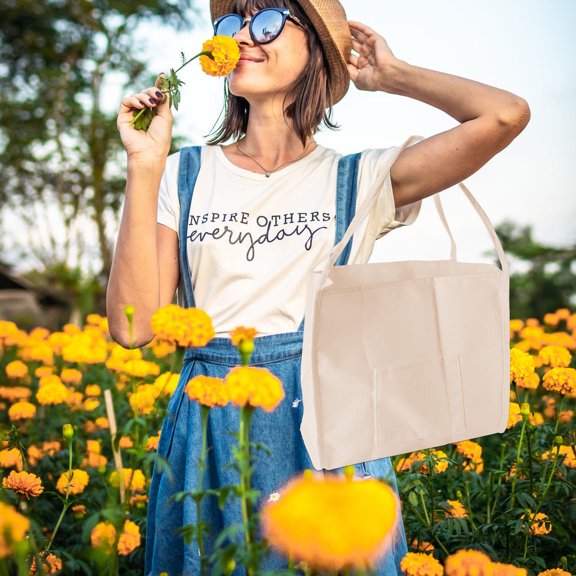 FOMIYES Beige Corduroy Tote Bag Large Capacity Retro Shoulder Handbag for Daily Grocery Shopping and Everyday Use