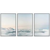 wall26 - 3 Piece Framed Canvas Wall Art - Spectacular Nature Scenery with Seas of Cloud - Modern Home Art Stretched and Framed Ready to Hang - 24"x36"x3 White