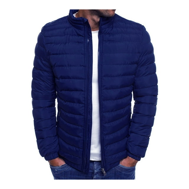 ZAXARRA Men's Lightweight Packable Down Puffer Jacket Winter Down Jacket Short Full-Zip Down Coat Water-Resistant Packable