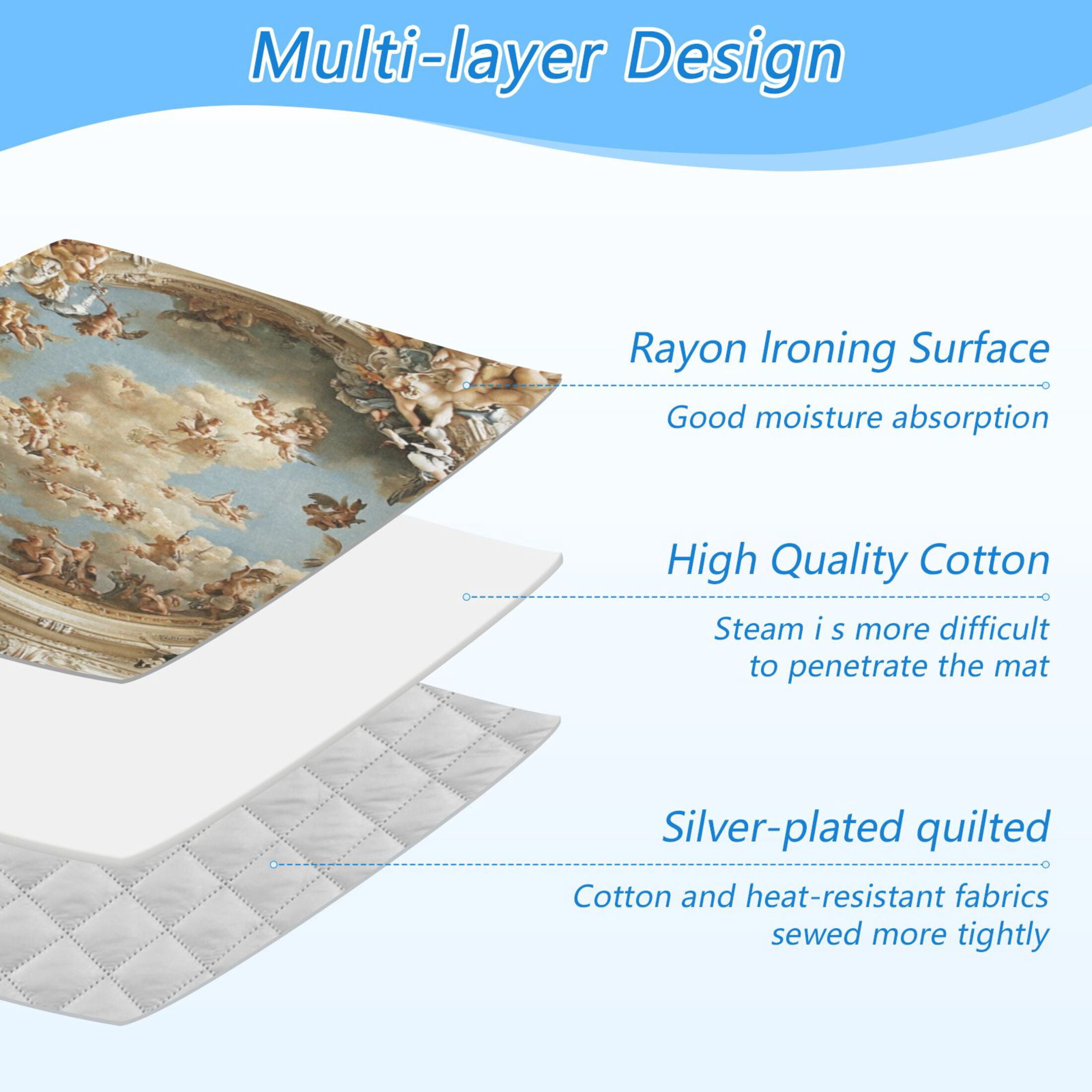 Wobogo The Baroque Pattern Ironing Mat Blanket Quilted Washer Dryer Heat Resistant Pad Foldable for Easy Storage