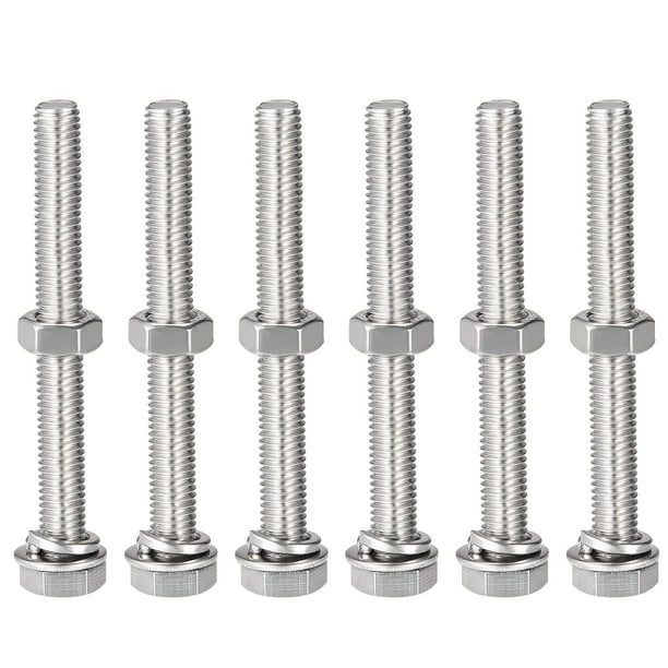 Uxcell M8 x 70mm 304 Stainless Steel Hex Head Screws Bolts, Nuts, Flat