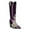 Purple, variant on FSJ Women Modern Snake Print Cowboy Boots Pointed Toe Knee High Chunky Heel Western Pull On Fall Winter Daily Outing Tall Boots Size 8 Brown