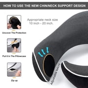 Travel Pillow, Best Memory Foam Neck Pillow Head Support Soft Pillow for Sleeping Rest, Airplane Car & Home Use (1Black)