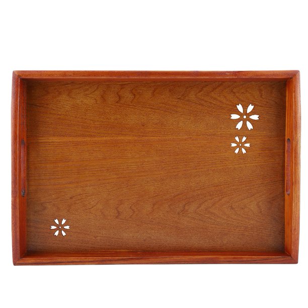 Rectangular Wood Serving Trays with Handles,Cherry Blossom Tea Tray ...