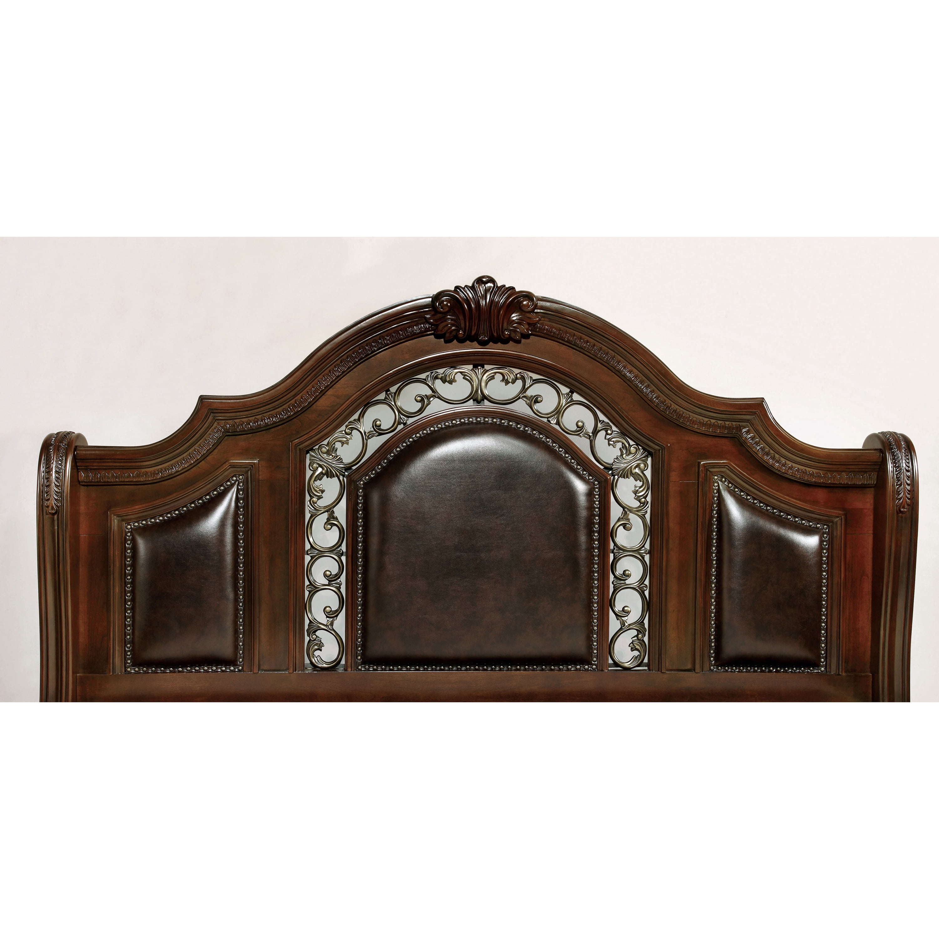 Furniture of America Balissta Panel Bed, Queen, Brown Cherry