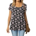 thumbnail image 1 of Fiudx Ofertas Flash Del Día Solo En Línea Moda Mujer Verano Casual Tops Cuello Alto Estampado Manga Corta -, 1 of 5