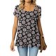 thumbnail image 1 of Fiudx Ofertas Flash Del Día Moda Mujer Verano Casual Tops Cuello Alto Estampado Manga Corta -, 1 of 5