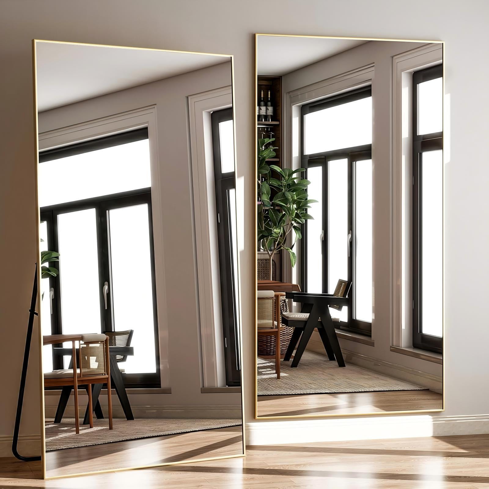 Anyrose 71"x30" Full Length Mirror Bedroom Floor Body Mirror with Stand Large Mirror,Gold