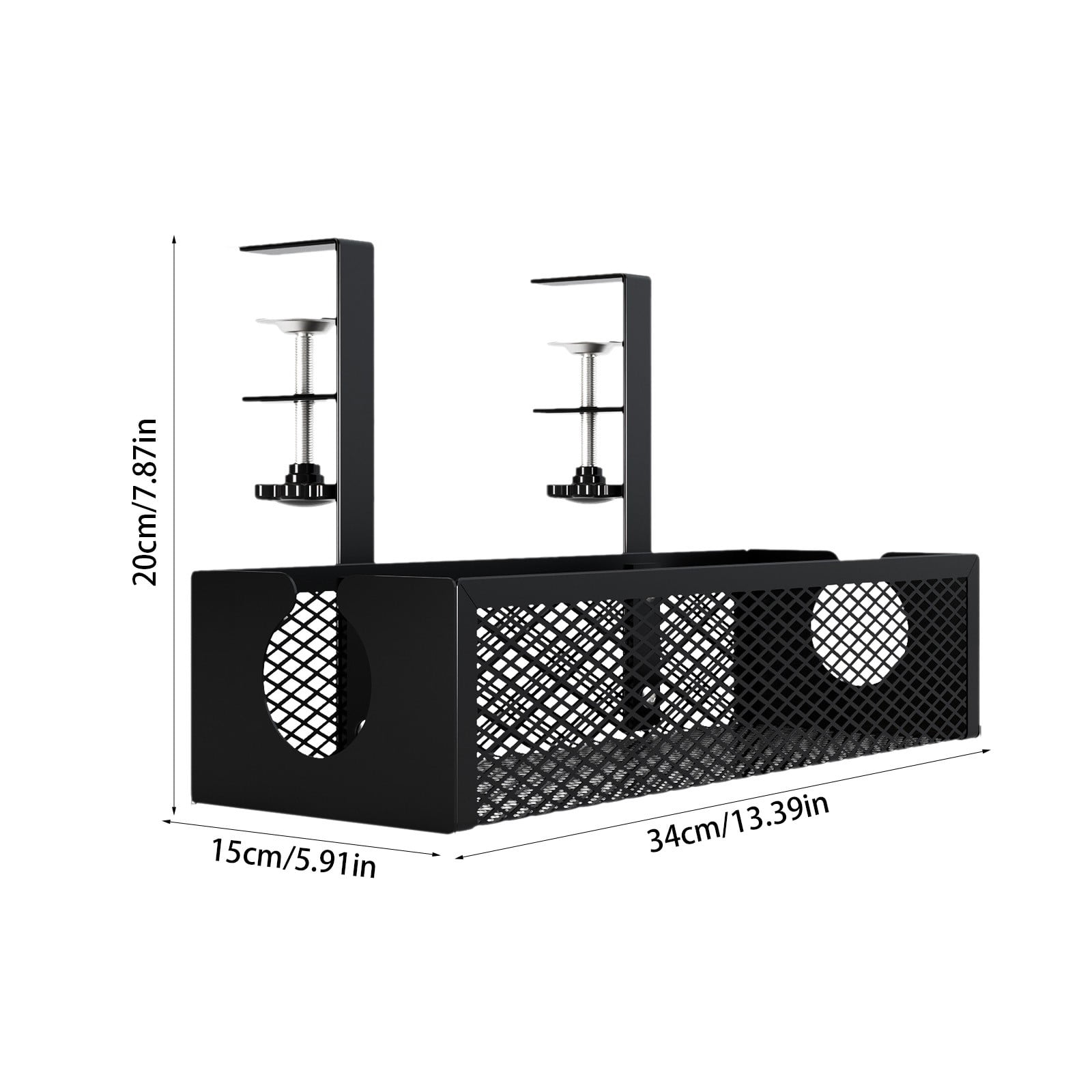 Under Desk Storage Basket, Cable Management Organizer, No Drill Adhesive Mount, Stainless Steel Office Shelf, Large Capacity Desktop Organizer
