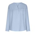 thumbnail image 6 of Cmfcve Cotton Linen Long Sleeve Peasant Shirt Loose V-Neck Athletic Work Henley Top Versatile Button T-Shirts Blouse, 6 of 9