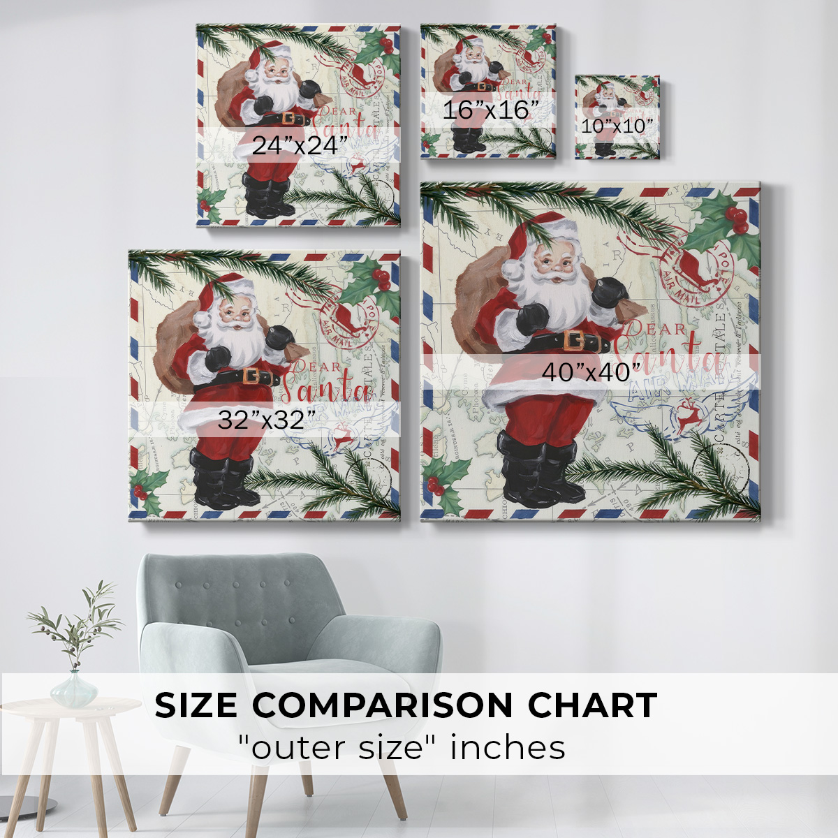 Christmas Par Avion I- Gallery Wrapped Canvas