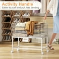thumbnail image 2 of Wire Laundry Hamper Cart,80L Laundry Hamper Trolley with Pull Handle,White High Laundry Basket Cart for Laundry Room,Bathroom,Bedroom-White（23.6 * 15.75 * 28inch）, 2 of 10