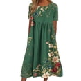 thumbnail image 2 of Women's Summer Casual Dresses Plus Size Round Neck Zipper Floral Print Dress, 2 of 7