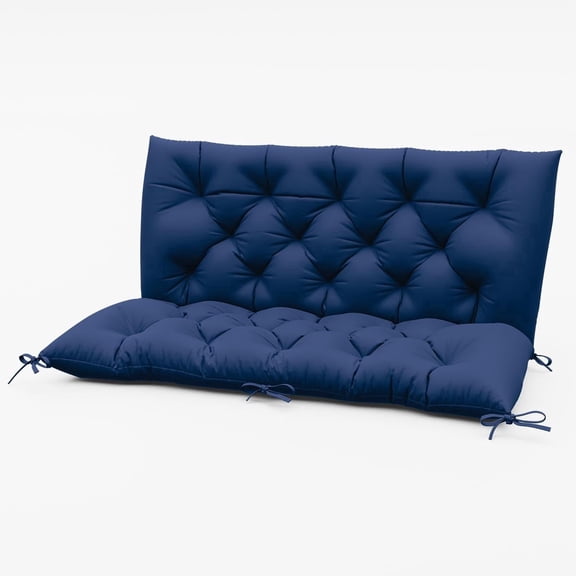 Pakunoda Porch Swing Cushions 47” X 40” X 5”, 2-3 Seater Bench Cushion with Backrest, Waterproof Replacement Outdoor Cushion with Tie, Blue