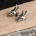 thumbnail image 2 of Pendientes de conejo no convencionales de plata de ley s925 con diseño de noche de ensueño oscuro, joyería retro para las orejas, 2 of 2
