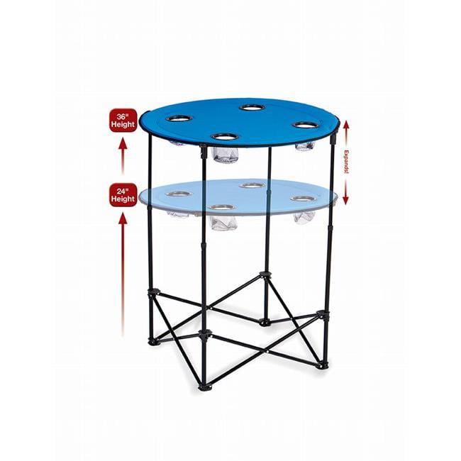 Picnic Plus Portable Round Tailgate Table Extends from 24 to 36 