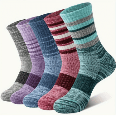 Fu997 Merino Wool Hiking Socks for Women Thermal Winter Warm Boot Work Cushion Socks 5 Pairs