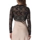 thumbnail image 3 of Inspire Chic Cárdigan Corto de Encaje para Mujeres, Floral, Abierto al Frente, de Manga Larga, Negro, Talla XS, 3 of 6