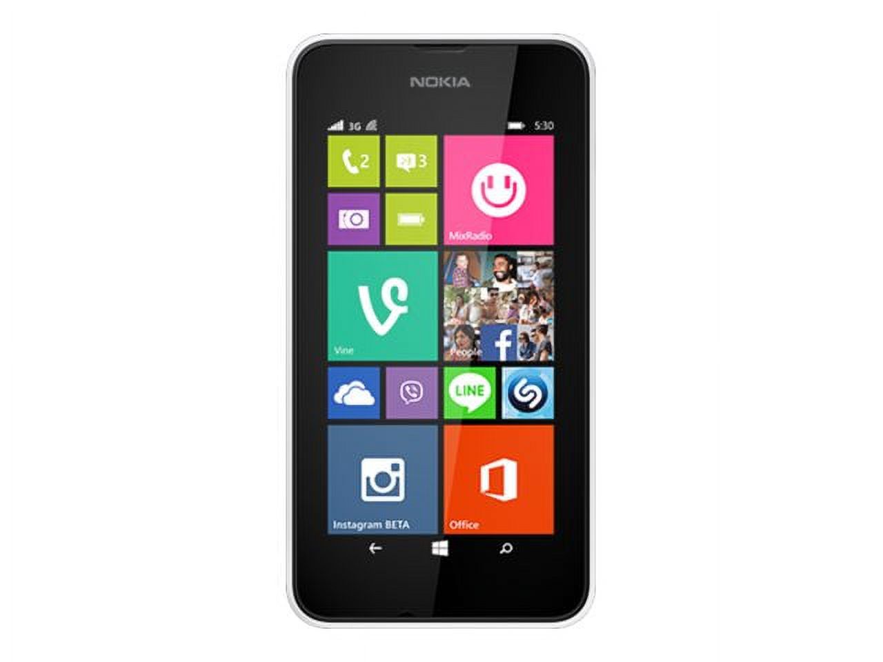 Nokia Lumia 530 - 3G smartphone - RAM 512 MB / Internal Memory 4 GB - microSD slot - LCD display - 4" - 480 x 854 pixels - rear camera 5 MP - T-Mobile - white - image 2 of 4