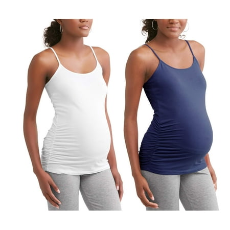 Oh! Mamma Maternity Camisole Tee With Flattering Side Ruching, 2-Pack--Available in