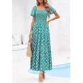 thumbnail image 3 of PRETTYGARDEN Womens Summer Puff Short Sleeve Maxi Dress Square Neck Smocked Tiered Ruffle A Line Long Flowy Beach Dresses, 3 of 8