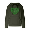 thumbnail image 4 of Women's Waffle Sweatshirts St. Patrick's Day Letter Graphic Print Drawstring Casual Loose Pullover Hoodies with Pockets(Army Green,XXL), 4 of 5