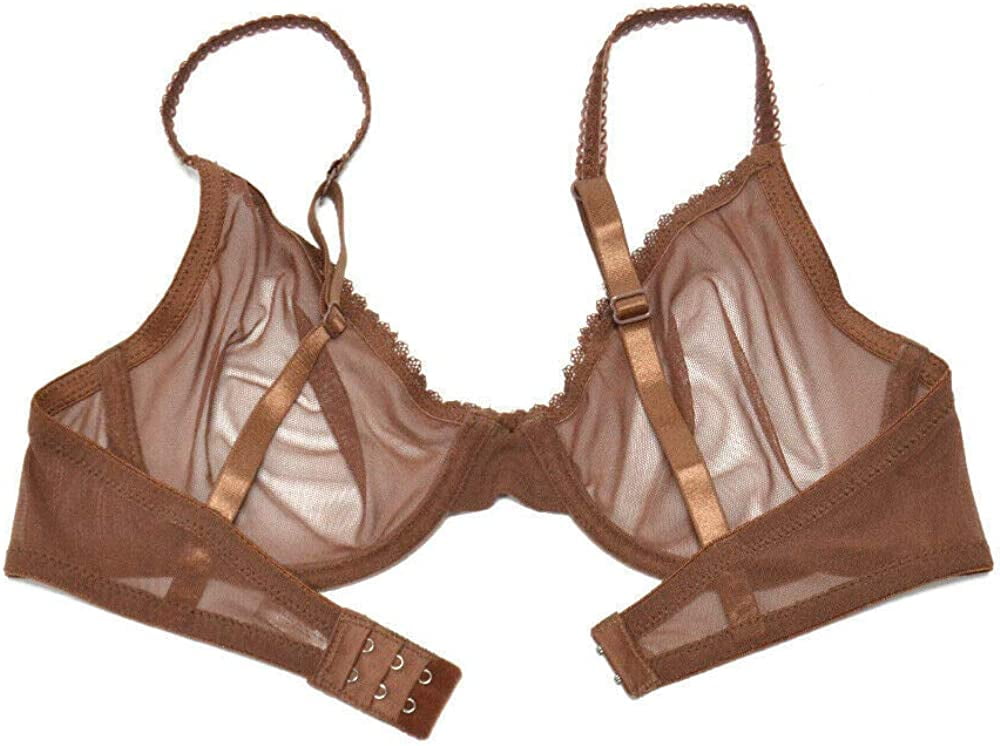 YANDW Women's Sheer Bra See Through Mesh Lingerie Set Transparent