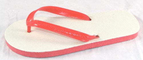 red plastic sandals